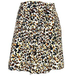 Marie Oliver Leopard Print Mini Skirt 100% Silk Size 4 A-Line Skirt Mob Wife